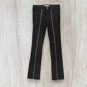 PLATINUM PLUSH Front Zip Leg Black Stretch Jeans Pants Bikercore Size S